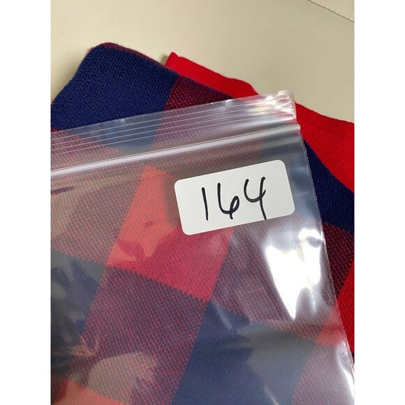 Lands End Supima Cotton Red Blue Buffalo Plaid Button Cardigan Sweater Medium - Picture 8 of 14